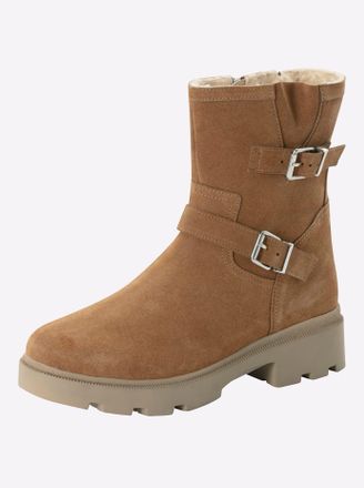Sheego Stiefelette SHEEGO, Damen, Gr. 37, XXL-Schaft, camel, Veloursleder, Schuhe Stiefelette
