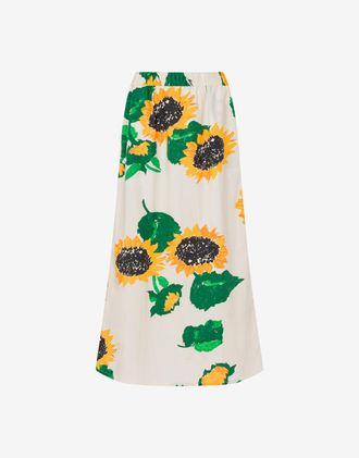 Moschino Printed cotton poplin skirt - White