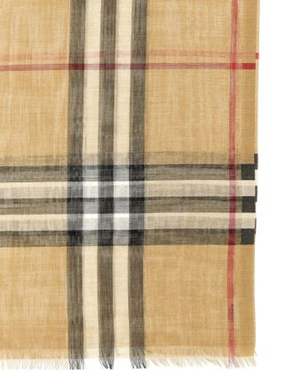 Burberry Check-Print Wool and Silk Scarf - Beige