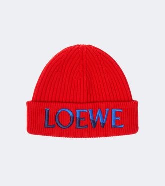 Loewe Gorro acanalado de lana con logo