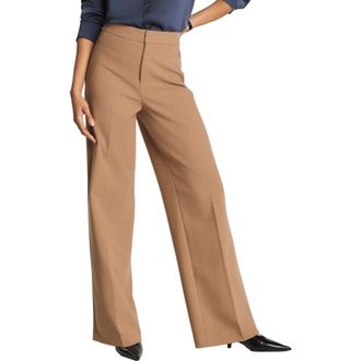Spanx SPANXsupersmooth Wide Leg Stretch Twill Pants in Heather Camel at Nordstrom, Size 2X