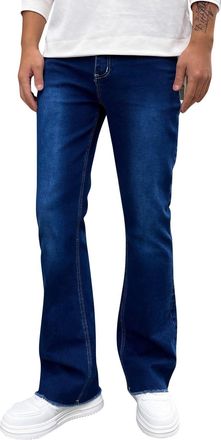 Generic Mens Skinny Jeans Bootcut Slim Fit Jeans Fashion Stretch Straight Fit Wide Leg Denim Trousers Trendy Designer Straight Leg Bell Bottoms Y2K for Teens 