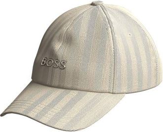 BOSS Zed Jersey Herringbone Adjustable Baseball Cap in Dark Beige at Nordstrom