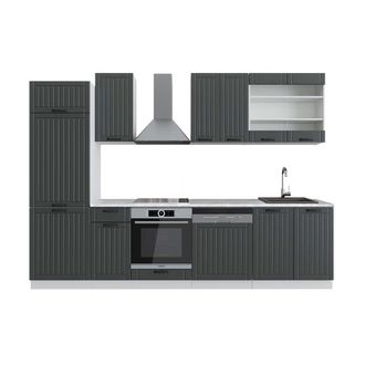 Vicco Mueble De Cocina Fame-line, Antracita Casa De Campo/blanco, 300 Cm, Et M&aacute;rmol, Vicco