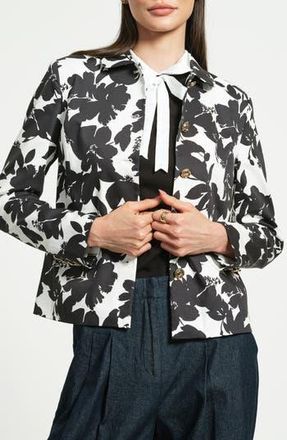 Isaac Mizrahi New York Sateen Jacket in Noir Floral at Nordstrom Rack, Size 12