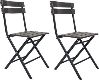 Mobili Rebecca 2 sillas de jardín plegables de plástico y acero gris oscuro y negro