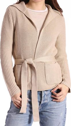 Minnie Rose Shaker Cotton Blend Cardigan In Brown