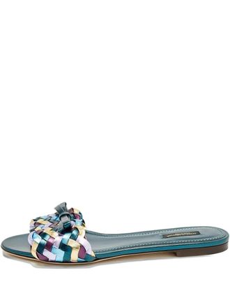 Dolce & Gabbana metallic leather slides - women - Metallic Leather/Calf Leather/Calf Leather - 40 - Blue