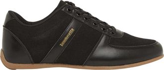 Lambretta Lage, platte herensneakers met verticale strepen (Zwart/Gum)