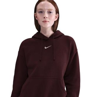 Nike Womens Phoenix Fleece OS Pullover Hoodie - Burgundy Crush/Sail Size M