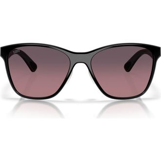 Costa Luna Nueva 57mm Polarized Butterfly Sunglasses in Black /Rose Gradient 580G at Nordstrom