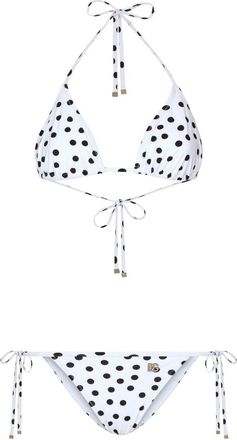 Dolce & Gabbana polka dot-print triangle-cup bikini set - women - Nylon/Nylon/Elastane/Elastane - 4 - White