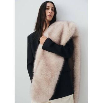 Mango sjaal van imitatiebont beige