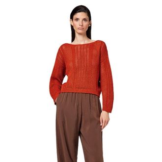 Alpha Studio Boot-neck Long-sleeve Knit - Dames - Ronde hals truien - Oranje - L - Truien & Vesten