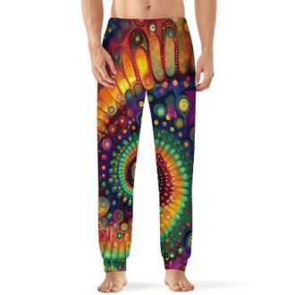 Generic Tie Dye Spiral Print Pajama Pants for Men Print Lounge Pjs Bottom Lightweight Sleep Pants 5XL