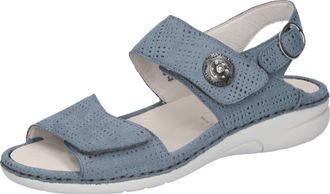 Waldl&auml;ufer Sandale WALDL&Auml;UFER Gunna, Damen, Gr. 7 (40,5), blau (jeansblau), Nubukleder, Schuhe Sandale, Sommerschuh, Sandalette, Keilabsatz, in bequemer Schuhwei