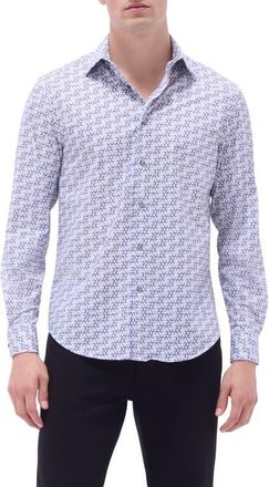 Bugatchi James OoohCotton Dot Print Button-Up Shirt in Zinc at Nordstrom, Size Xxx-Large