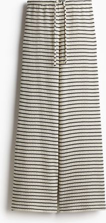 H&M Hose in Strukturstrick - Cremefarben/Gestreift