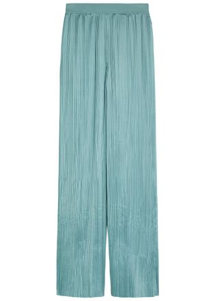 Joseph Amber Pleated Wide-leg Satin Trousers - Light Blue - 44 (UK16 / XL)