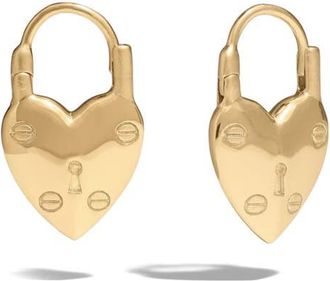 Awe Inspired Padlock Heart Huggie Earrings in 14K Gold Vermeil at Nordstrom