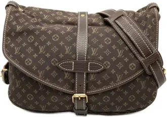 Louis Vuitton Vintage, unisex, Bruin, ONE Size, Leer, Pre-owned Mini Lin Saumur