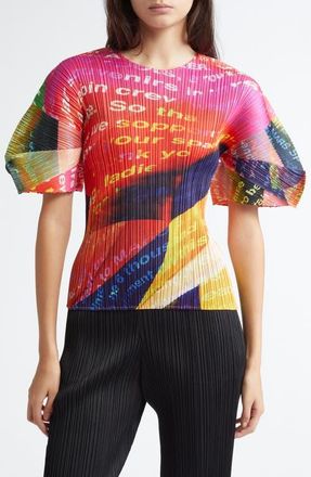 PLEATS PLEASE メッシュ ドルマン チュニック 半袖カットソー 総