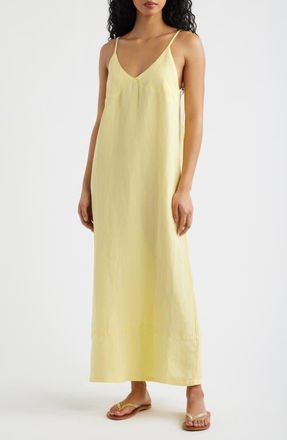 Rip Curl Aloha Linen Blend Maxi Sundress in Banana at Nordstrom, Size Xx-Large