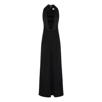 Elisabetta Franchi Red Carpet-jurk van lichtgewicht cr&ecirc;pestof met borduursels - Dames - Jurken - Zwart - Maat: M Satijn