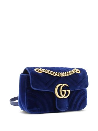 Gucci GG Marmont Flap Bag Matelasse Velvet Mini shoulder bag - Blu
