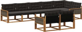 vidaXL Conjunto De Sof&aacute;s De Exterior 8 Uds. Natural Y Negro Vidaxl