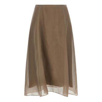Brunello Cucinelli Crispy Silk Circle Skirt - female - Brunello Cucinelli - Midi Skirts - Beige - S - Skirts