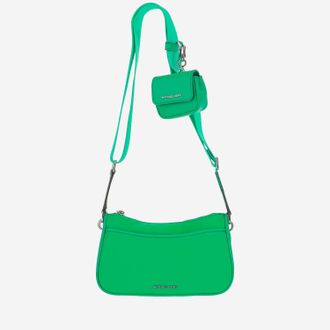 Michael Kors Womens Logo Jet Set Shoulder Bag Green Nylon Satchels & Cross Body