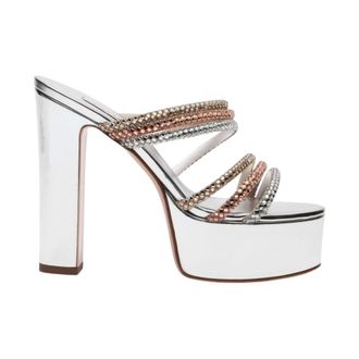 Casadei Heeled Mules, female, Gray, Size: 8 1/2 US Platform Patty Andromeda