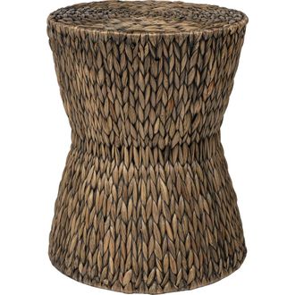 Jonathan Y Designs Natura 15.75 Coastal Bohemian Handwoven Water Hyacinth Round Hourglass End Table in Brown at Nordstrom