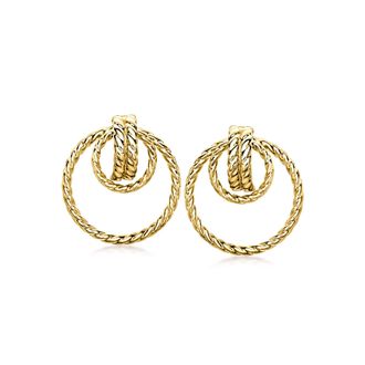 Ross-Simons 10kt Yellow Gold Twisted Double-Circle Earrings