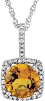 Allurez Natural Citrine & Diamond Pendant Necklace Sterling Silver (1.21ct)