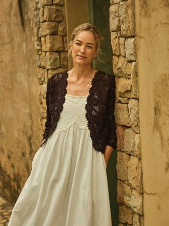 Fat Face FatFace Brown Carrie Crochet Cardigan