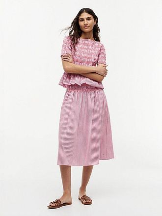Tommy Hilfiger Smock Stripe Topstitch Midi Skirt