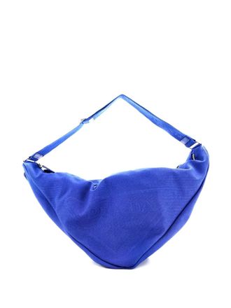 Prada Triangle Logo Zip Crossbody Bag Embossed Canvas Large shoulder bag - Blue