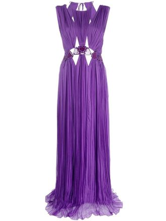 Alberta Ferretti Abito lungo con scollo allamericana - Viola