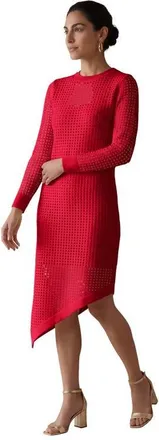 Joe Browns Crochet Asymmetrical Hem Midi Dress in Vivid Red at Nordstrom, Size 16