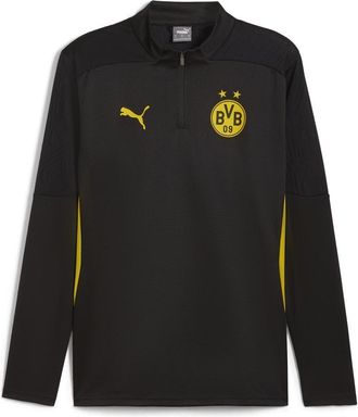Puma Puma 777610 Sporty BVB Training 1/4 Zip Top, Mens, 24 Fall/Winter Colors Puma Black/Faster Yellow (02), S