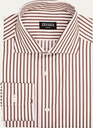 Ermenegildo Zegna Mens Trecapi Cotton Bengal Stripe Dress Shirt