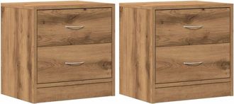 vidaXL Vidaxl - Mesitas noche 2 uds madera ingeniería marrón roble 40x30x40 cm