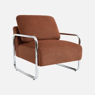 Sweeek Sill&oacute;n Vintage De Tela Chenilla Con Estructura Cromada