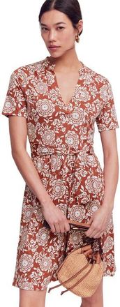 Boden Daisy Short Sleeve Cotton Blend Jersey Dress in Barn Red, Decorative Blossom at Nordstrom, Size 10