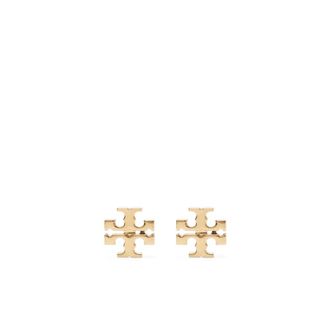 Tory Burch Double T Oorknopjes - Dames - Oorbellen - Beige - ONE Size - Accessoires