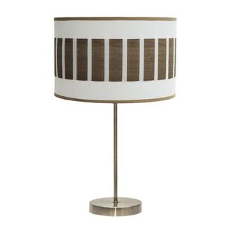 Fabrilamp Fabrilamp - Sobremesa Alto Ivanna 1xe27 Cuero/blanco-madera Oscura 62x30x30 Cm