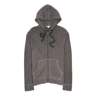 James Perse Vintage French Terry Zip Up Hoodie - Heren - Vesten met rits - Grijs - L - Katoen - Hoodies & sweatvesten