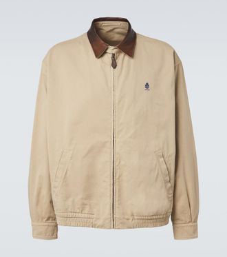 Prada Leather-trimmed cotton blouson jacket